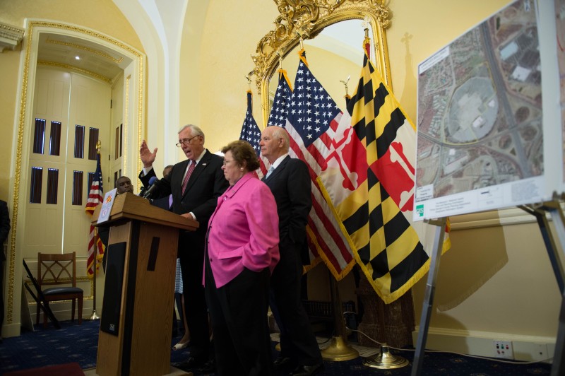 Congressman Hoyer speaks at a press conference with Team Maryland.